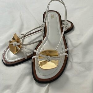 ZARA white/gold sandals